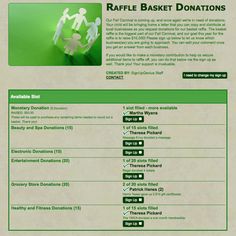 the website for raffle basket donations has been updated to include information about their donation