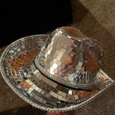 Women’s Cowgirl Disco Ball Hat! Very Heavy! Sturdy! Perfect For Bachelorette Party! Nashville Trip! Night Out! Concert! Mirror Ball Cowboy Hat, Disco Ball Hat, Disco Cowgirl Outfit, Disco Ball Cowboy Hat, Disco Cowgirl Bachelorette Party, Bachelorette Party Nashville, Cowgirl Disco, Cowgirl Bachelorette Parties, Rhinestone Cowboy