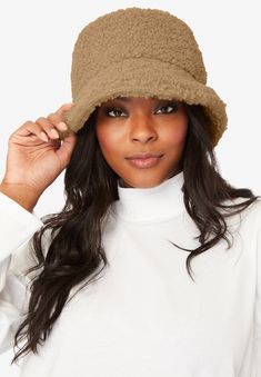 Add some texture and '90s flair to any outfit with this signature bucket hat. Made from fuzzy sherpa, it's complete with adjustable ties on the inside Hats With Bob, Winter Hat For Short Hair, Winter Hats For Women Short Hair, Fuzzy Bucket Hat Outfit, Sherpa Bucket Hat, Bucket Hat Outfit, Fuzzy Bucket Hat, Womens Sherpa, Hat Outfit