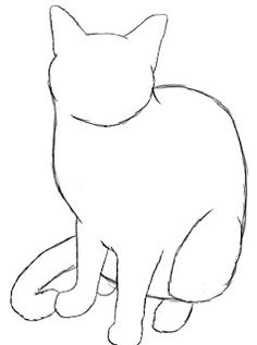 a drawing of a cat sitting down