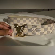 This Belt Is An Excellent Belt For For Formal Attire, Streetwear & Many More. This Belt Has Become Quite Hard To Find For Retail So The Prices Have Been Skyrocketing, But I Will Sell This Excellent Condition Belt At An Amazing Price Louis Vuitton White, Louis Vuitton Belt, Louis Vuitton Accessories, Azure Blue, Formal Attire, White Color, Belts, Initials, Blue White