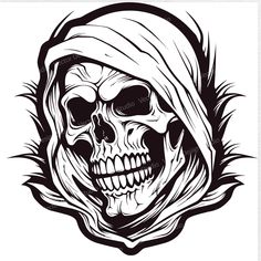 a skull with a hood on it's head