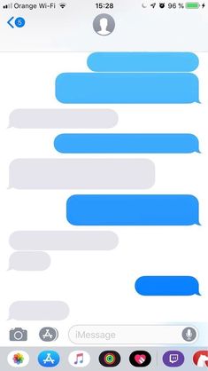 an iphone screen with text bubbles on it and the message bubble is highlighted in blue