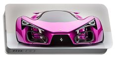 a pink sports car on a white background metal print by jorgom design studio