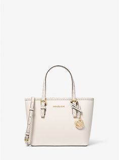 Jet Set Travel Extra-Small Top-Zip Tote Bag | Michael Kors Convertible Tote Bag, Michael Kors Tote Bags, Carryall Tote, Small Tote Bag, Convertible Bags, Zip Tote, Light Cream, Small Tote, Kors Jet Set