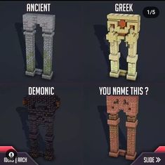 four different types of letters and numbers are shown in this screenshot from the video game minecraft