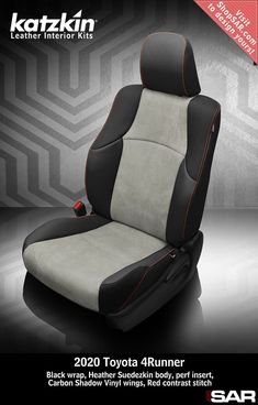 the seat cover for toyota 4runner is shown in grey and black with red stitching