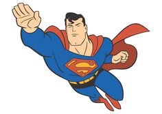 a cartoon superman flying through the air