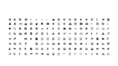 a large set of black and white icons on a white background, all in different styles