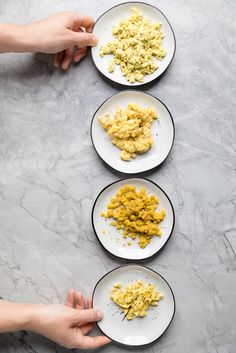 the ingredients for vegan egg scramble on plates