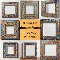 8 mosaic picture frame mock up bundle