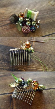 Hair Pins Diy, Hair Accessories Tutorial, Crea Fimo, Rings Ideas, Hair Adornments, Hair Combs