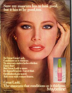 Maybelline 1981 Model: Kelly Emberg Kelly Emberg, Maybelline Mascara, Great Lash, Retro Makeup