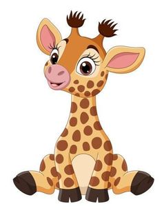 a cartoon giraffe sitting on the ground