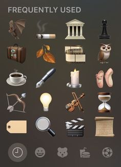 a bunch of different items that are on a black background with the words frequently used