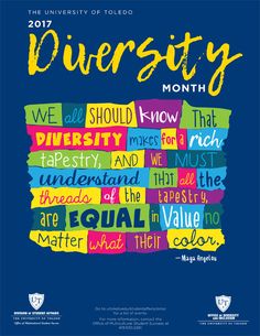 the university of toledo's poster for diversity month, which features colorful words and phrases