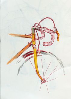 an artistic drawing of a bicycle wheel and spokes