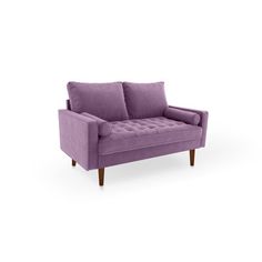 a purple couch sitting on top of a white floor