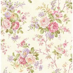 a floral wallpaper with pink and purple flowers