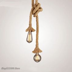 a rope with two light bulbs hanging from it