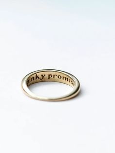 The Pinky Promise Ring is a tiny band for your pinky with the inscription of "pinky promise"on the inside. A beautiful, clean, bulbous band is a perfectly discreet reminder of that promise to a friend or to yourself. Promise Rings For Hi, Promise Rings For Your Daughter, Sign Language Rings, Unique Small Promise Rings, Womem Promise Rings, Pearl Friendship Rings, Love Stay Ring, Metal Stamped Jewelry Rings, Minamalist Promise Rings