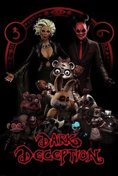 the poster for dark deception starring characters from five nights of night, including two women and one man