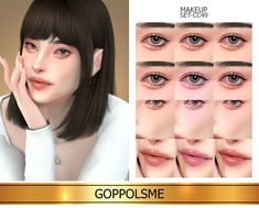 an animated image of a woman's face with various makeup options