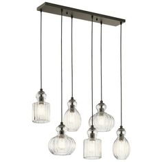 five light chandelier with clear glass shades