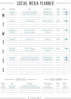 Social Media Planner Printable. Tracker for Instagram, YouTube, Facebook, Pinterest, Blog. Content, Business & Marketing Planner, To Do List | Business Printable Planner by  Michael Weber Monthly Business Tracker, Monthly Content Planner, Digital Content Planner, Content Planner Bullet Journal, Weekly Social Media Planner, Social Media Planning Template, Weekly Content Planner, Career Direction, Content Planner Template