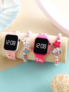 2pcs Girls Cartoon Unicorn Pattern Square LED Digital Bracelet Watch & 2pcs Beaded Unicorn Bracelets, Suitable For Daily Wear  Cute     Sports Watches   Kids Jewelry & Watches, size features are:Bust: ,Length: ,Sleeve Length: Beaded Unicorn, Unicorn Bracelet, Cartoon Unicorn, Unicorn Pattern, Girl Rainbow, Smart Bracelet, Girls Watches, Unicorn Design, Girls Cartoon