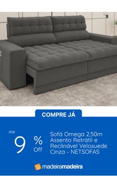 a couch with the text compre ja on it and an image of a sofa that is