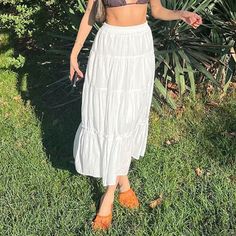 Lasaky - Stylish Loose-Fit Long Skirt for Casual Outerwear - White Patchwork A-line Skirt Midi Skirt Casual, Body Skirt, Elegant Party Dresses, Bodice Dress, Outer Wear, Casual Outerwear, Half Skirt, Long Midi Dress, Versatile Outfits