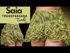 a woman's green skirt with the words said transpassada crochet