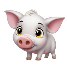 a cartoon pig with big yellow eyes