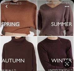 Winter Colors Clothes, Soft Summer Brown, Warm Spring Wardrobe, Deep Winter Summer Outfits, True Spring Color Palette, Color Analysis Summer, Summer Skin Tone, Cool Summer Palette