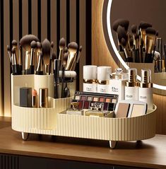 PRICES MAY VARY. ✅ 【Premium Material Swivel Makeup Brush Holder】- Makeup case is made of high grade PET + ABS material, our makeup organizer is sturdy and durable.Non fading, easy to clean. cosmetic storage box requires no installation and can be used directly. ✅ 【360° Rotation Makeup Brush Holder】:The makeup organizer has both rotating and fixed storage organizers,you can easily view and get items from all directions,very convenient, 360° rotation cylinder spins can be disassembled, or fixed bo Countertop Makeup Organization, Makeup Organizer Countertop, Rotating Makeup Organizer, Makeup Storage Box, Cosmetic Display, Makeup Brush Holders, Luxury Makeup, Makeup Organizer, Cosmetic Organizer