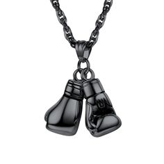 PRICES MAY VARY. Metal: solid stainless steel with black plated, high quality and environmentally friendly; This necklace includes 1 pendant + 1 chain; Height of pendant: 1.06inches(2.7cm);Width of pendant: 0.55inch(1.4cm); Length of chain: 22 inches+2 inches extending chain,the chain is finished with a high quality matching lobster clasp; Featuring a pair of superbly boxing gloves to showcase every fine athletic detail, this timeless and daring piece makes for an amusing addition to anyone's je Black Necklace Statement, Fitness Men, Boxing Glove, Jewelry Statement, Men Jewelry, Black Plates, Boxing Gloves, Black Necklace, Stylish Jewelry