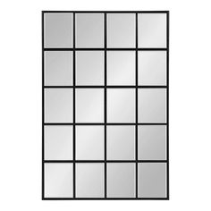 a black and white mirror with squares on it