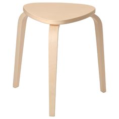 a small wooden stool with curved legs