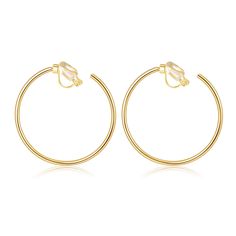 PRICES MAY VARY. ✨【Clip On Hoop Earrings】Classic half hoop design, Clip-on backing for non-pierced ears.Perfect for people who don't want to get their ears pierced. ✨【Premium Materials&Size】 Our non-pierced clip on hooop earrings are made of high quality brass,which is anti-allergic, Free of nickel, No rust, Corrosion and lasting color retention.Light weight and comfortable to wear.with the size of 1.85in*1.85in(4.7CM*4.7CM), goes well with any outfits. ✨【Considerate design】Breakthrough design,r Clip On Hoop Earrings, Ears Pierced, Earrings Classic, Trendy Fashion Jewelry, Hoop Design, Fall Fits, Gorgeous Jewelry, Gold Hoop, Silver Hoops