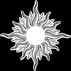 a drawing of a sun in the middle of it's frame, with black lines on