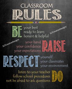 classroom rules written on a blackboard with chalk