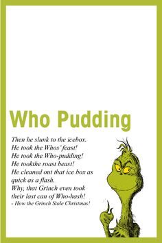 an image of the grin from the book who pudding?