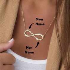 💖 Valentine's Day is Feb 14th 💖 Make it Meaningful with the Perfect Personalized Gift 😉 Foto Tips, Infinity Necklace, Mothers Day Presents, Perfect Gift For Her, Name Necklace, Cute Jewelry, Things To Buy, Anniversary Rings, Girlfriend Gifts