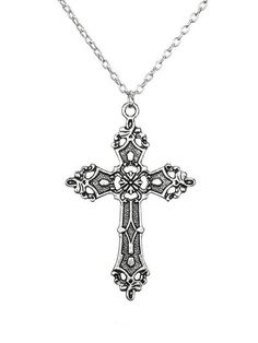 Collier croix baroque vintage Cross Jewelry Necklace, Computer Basic, Silver Cross Necklace, Y2k Necklace, Ootd Outfits, Sparkle Jewelry, Pretty Jewelry, Necklace Online, Cross Jewelry