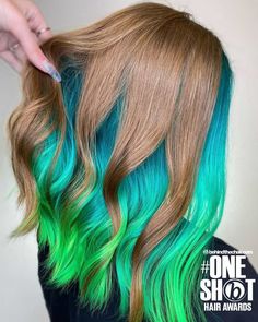 Reverse Peekaboo Hair, Peekaboo Hair Ideas, Blue Hair Color Ideas, Bright Blue Hair, Peekaboo Hair Colors, Blue Hair Color, Peekaboo Highlights, Pink Blonde Hair