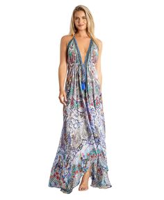 in stock Flowy Halter Dress For Beach Season, Halter Neck Dresses For Beach Season, Spring Beach Halter Long Dress, Spring Beach Long Halter Dress, Multicolor Halter Neck Dress For Beach Season, Spring Vacation Halter Neck Dresses, Spring Beachwear Maxi Dress With Halter Neck, Spring Sleeveless Halter Neck Beachwear Dress, Sleeveless Halter Neck Beachwear Dress For Spring