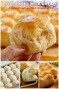 a collage of photos showing different types of bread