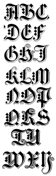 an old fashioned type of lettering with different letters and numbers in the upper half of it