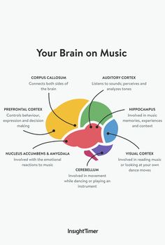 the brain is shown with different parts labeled in each section, including the words and numbers